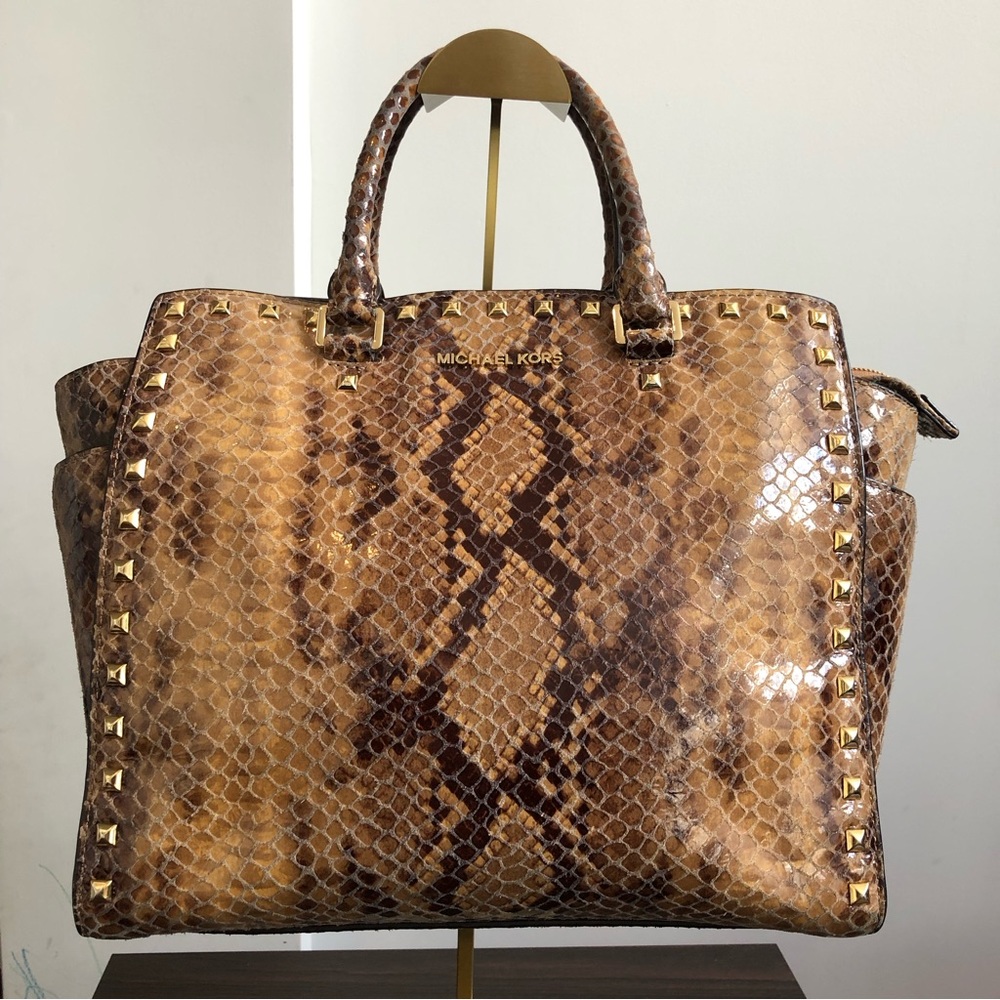 Michael Kors Selma Stud Sand Python Bag Missing S… - image 4